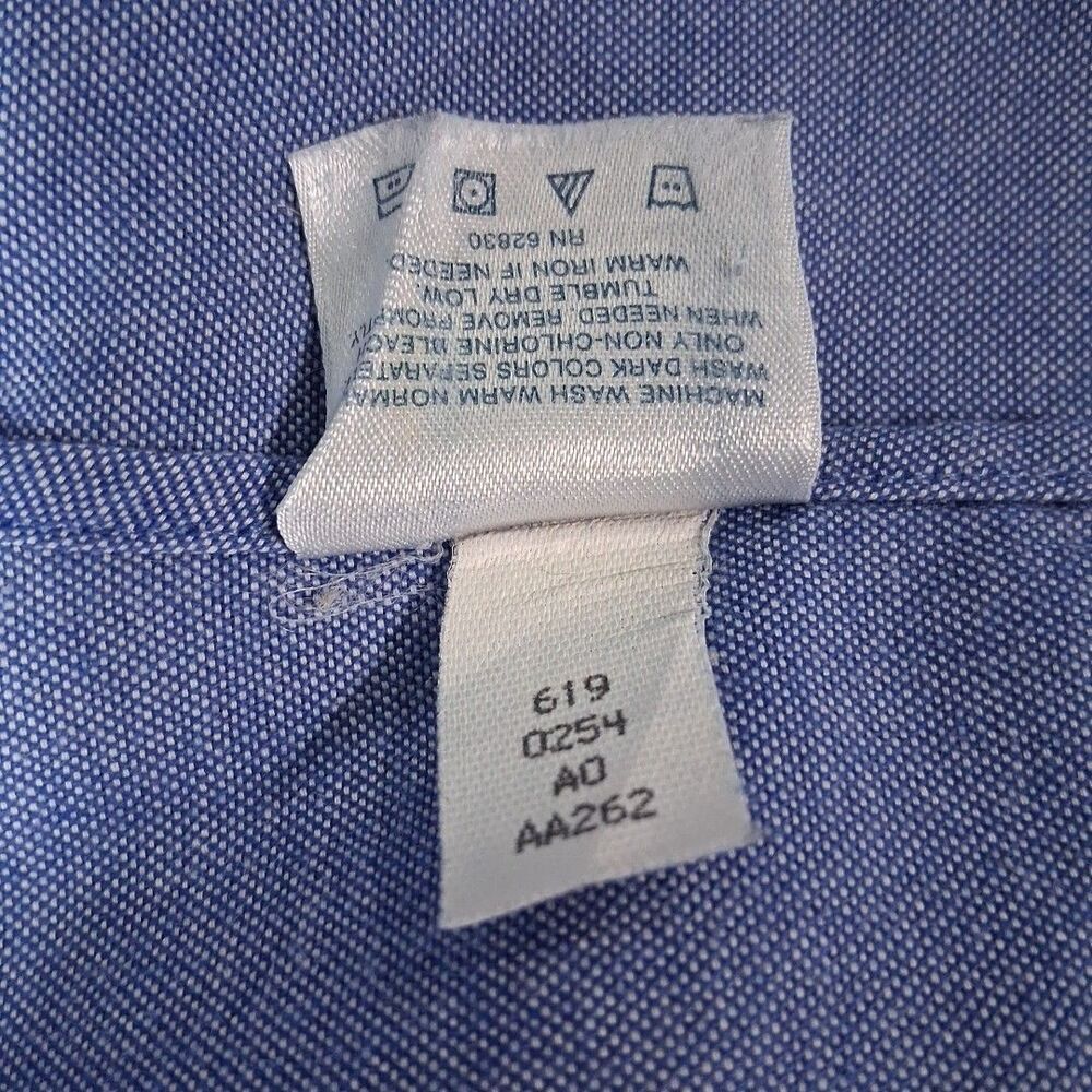 Lands End Dress Shirt 17-35 Regular Blue Button Down Collar Long Sleeve *Flaw - Picture 9 of 9